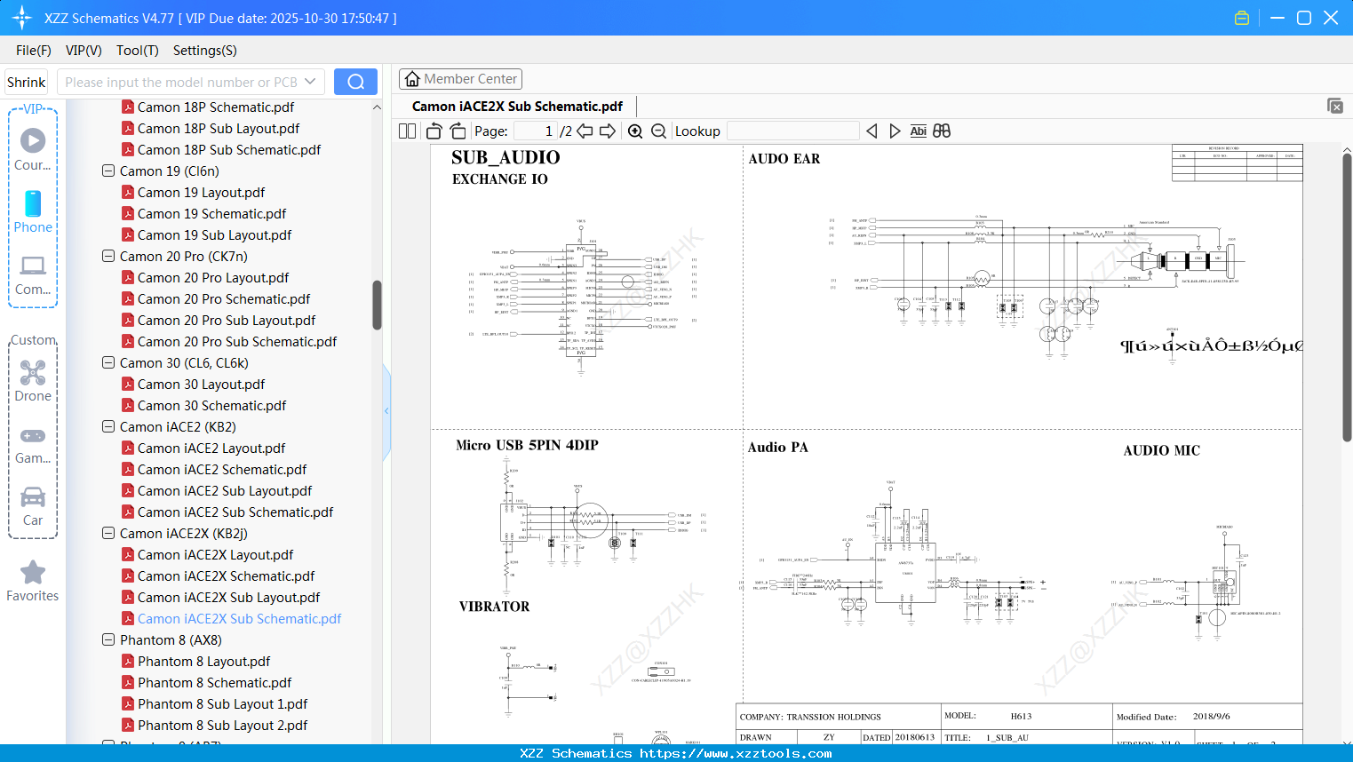 Tecno Camon IACE2X Sub Schematic